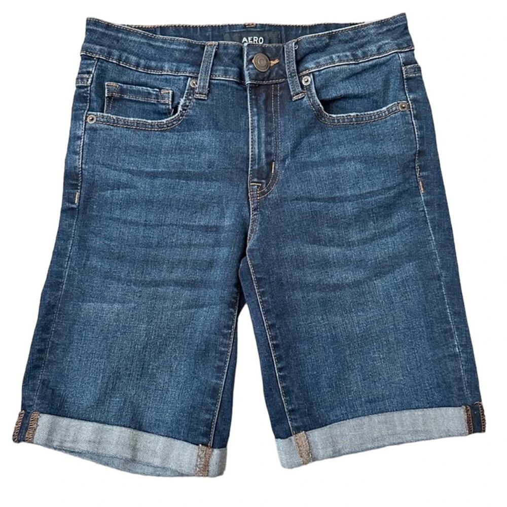 Aero Women’s 9 Bermuda Solid Color Denim Short
